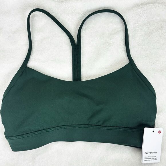 NWT Lululemon Flow Y Bra Nulu Light Support A–C Cups. Sz 4 Legacy Green LW2CRHS - Picture 1 of 9